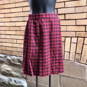 Vintage 90’s Talbots pleated tartan fringe trim true wrap skirt Size 10
